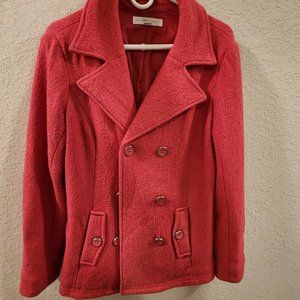 New York and Company Wool Blend Pea Coat Pink Women's Size Medium